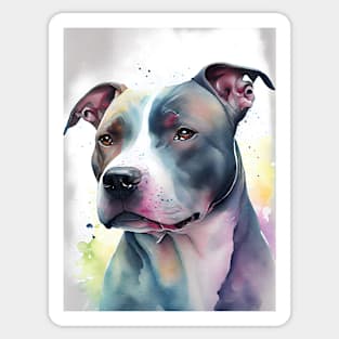 Watercolor Grey and White Pitbull Sticker